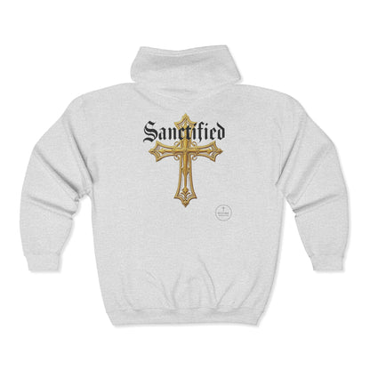 Sanctified Women's Gothic Cross Zip-Up Hoodie – Faith & Comfort