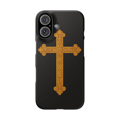 Black iPhone Snap Case – Gold Cross Design
