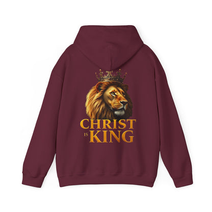 Alpha & Omega Power – Men’s Hoodie with Crowned Lion and Gold Cross