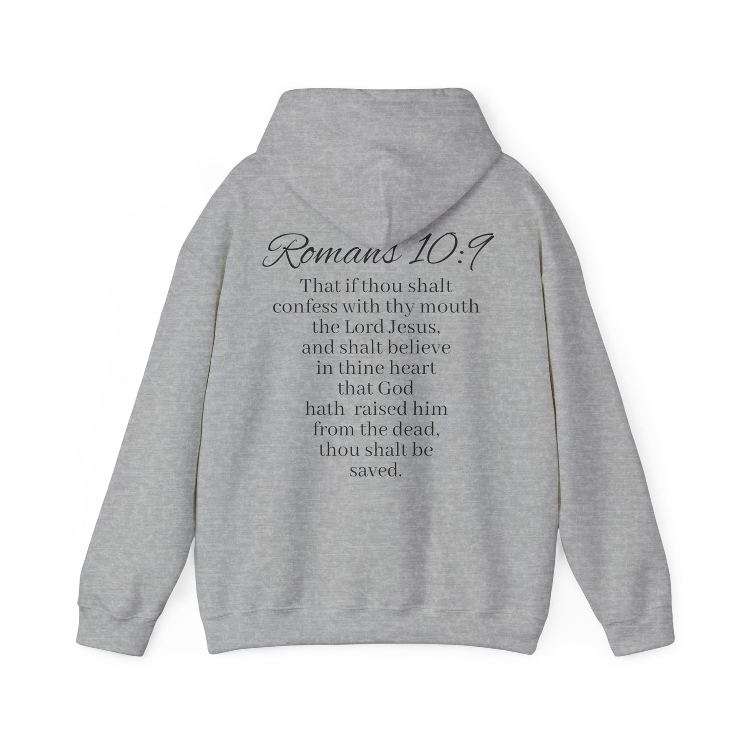 Women’s Believe Christian Hoodie – Praying Hands & Romans 10:9