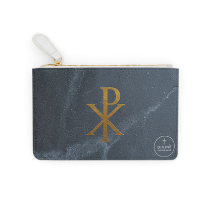 “Divine Seal” | Women’s Mini Clutch in Granite – Gold Chi Rho Elegance