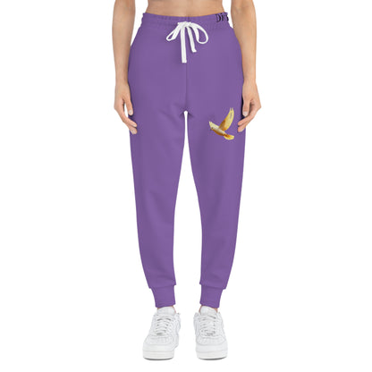 Peaceful Spirit Women's Jogging Pants in Purple with Dove in Flight Design