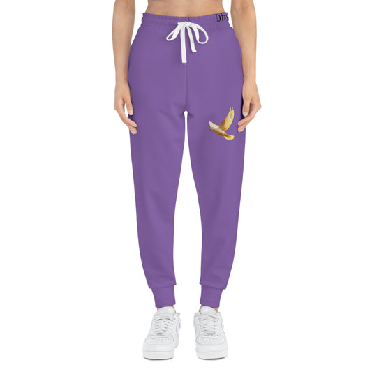 Peaceful Spirit Women's Jogging Pants in Purple with Dove in Flight Design