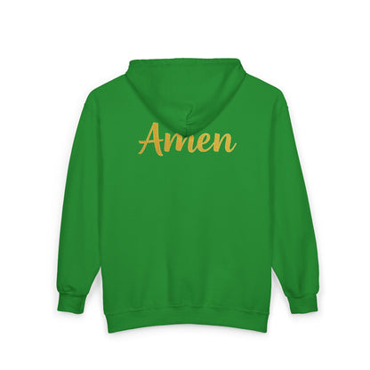 Amen in Motion – Women’s Zip-Up Hoodie (White Logo)
