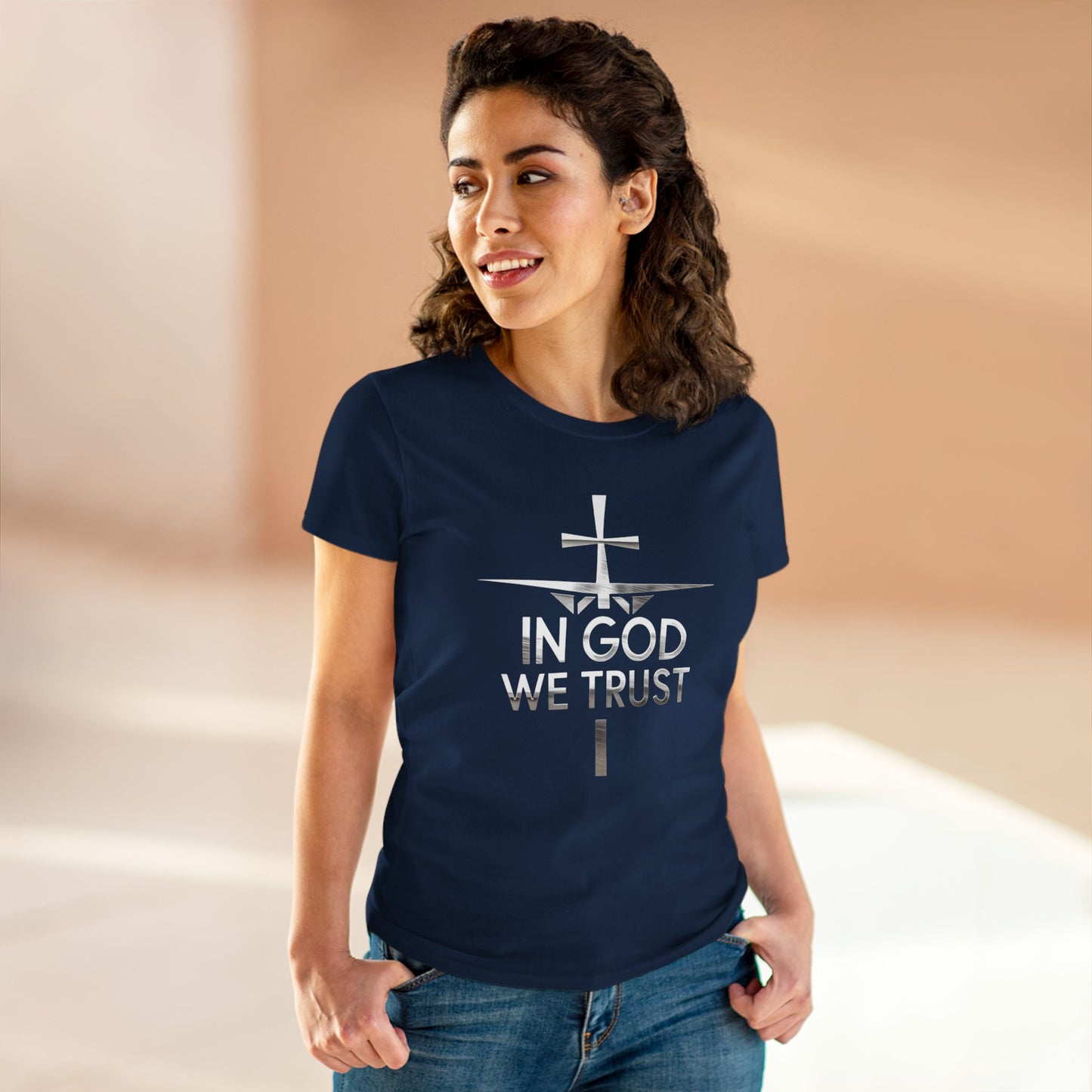 In God We Trust | Women’s Christian Tee with Scripture Back Print