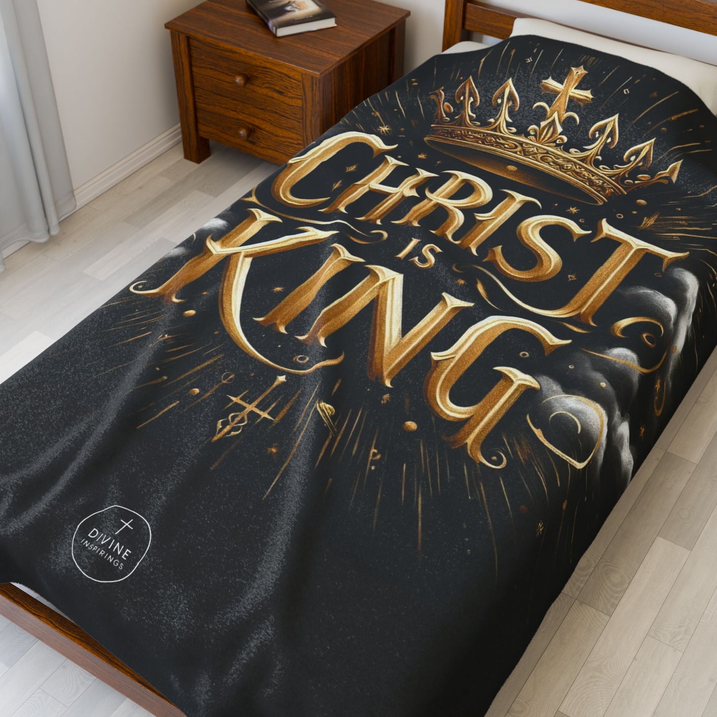Christ Is King Velveteen Plush Blanket – Luxurious Christian Home Décor