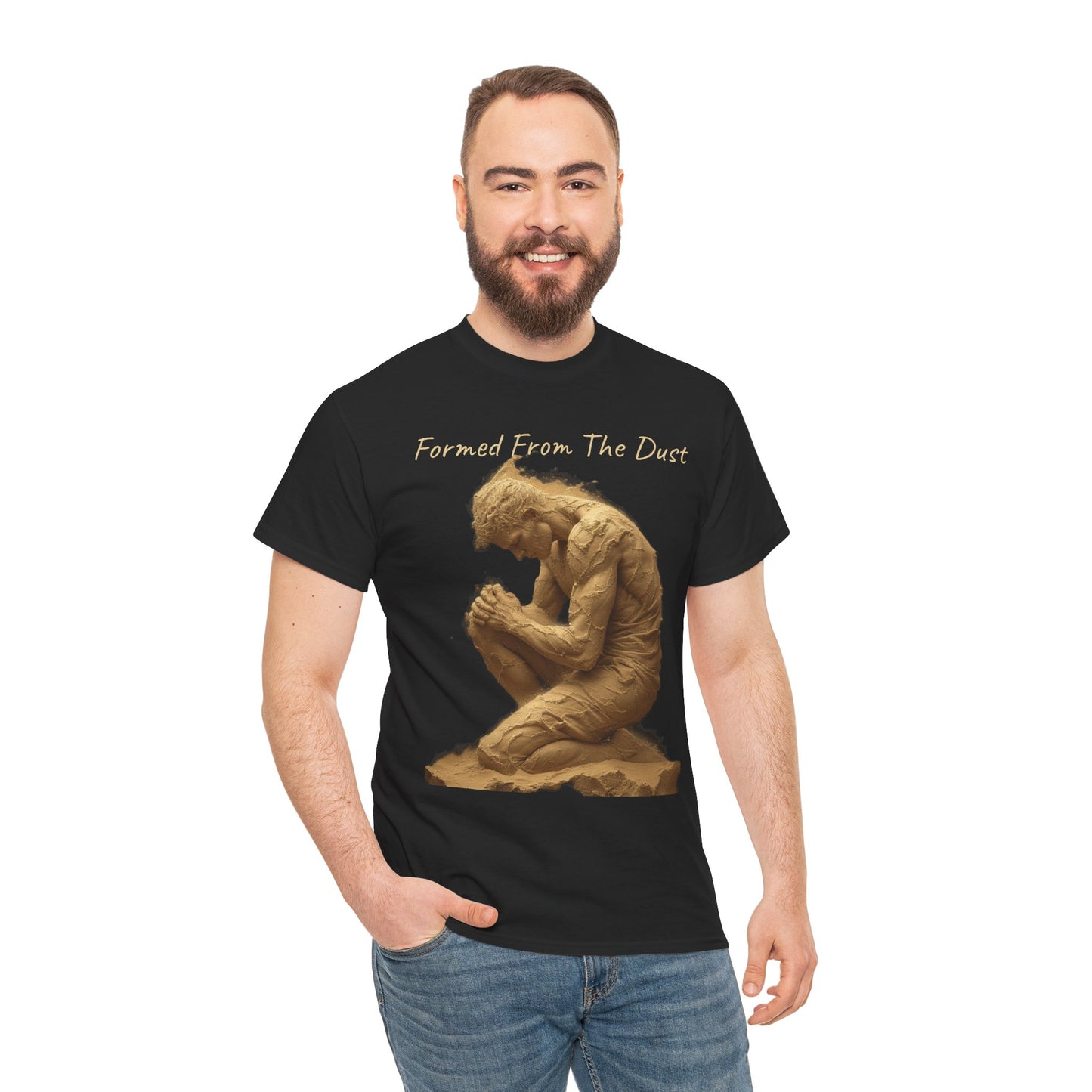 Formed from the Dust | Men’s Christian T-Shirt with Genesis 2:7 (Light Lettering)