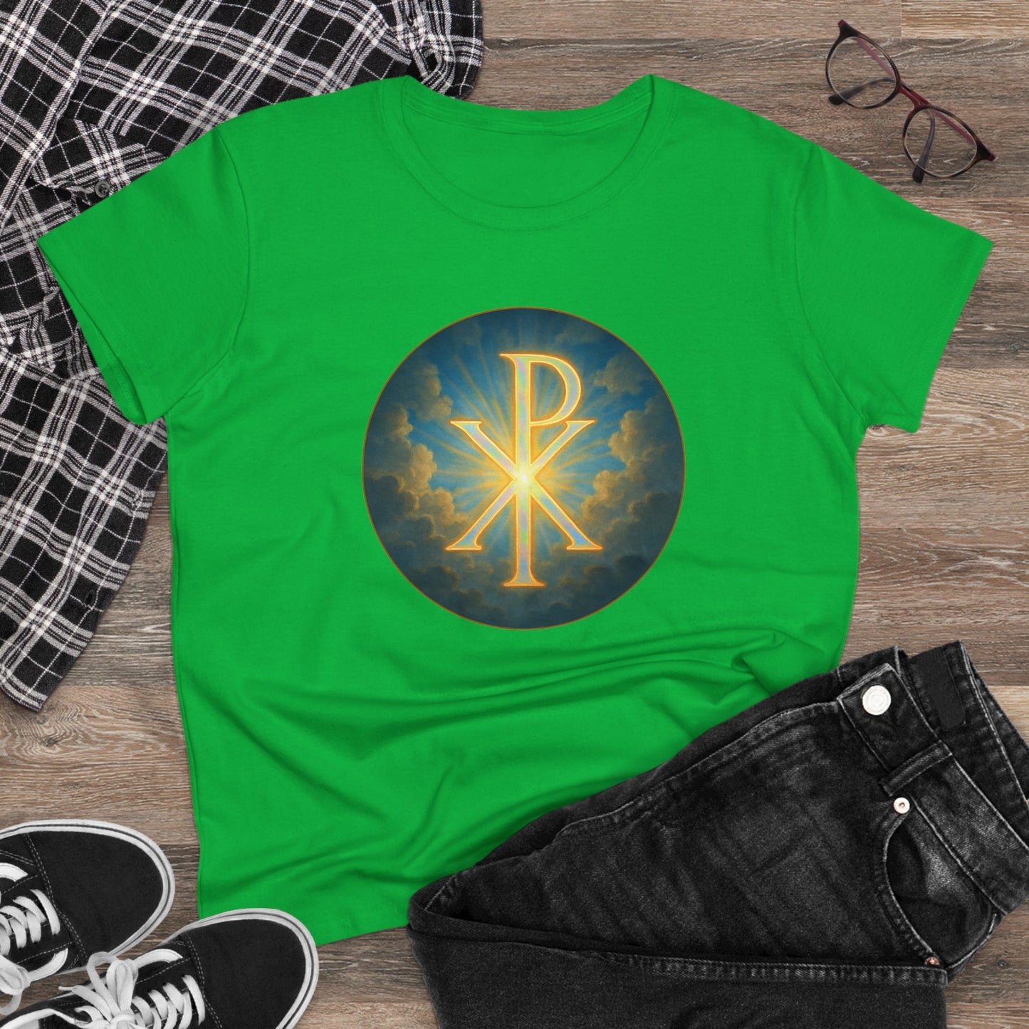 Marked by Majesty – Women’s Tee with Bold Chi Rho Emblem