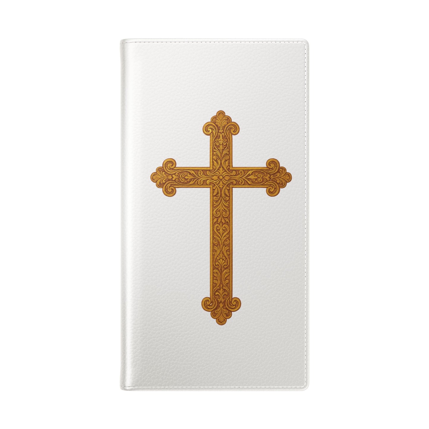 White with Gold Cross & 1 Corinthians 1:18 - Samsung Flip/Wallet Phone Case