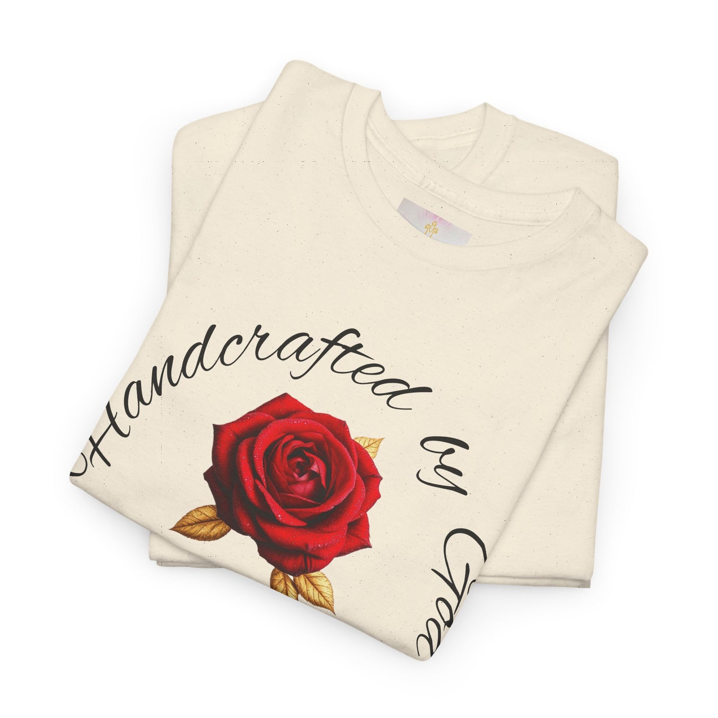Handcrafted by God (Rose) - Woman's Christian T-Shirt (Dark Lettering)