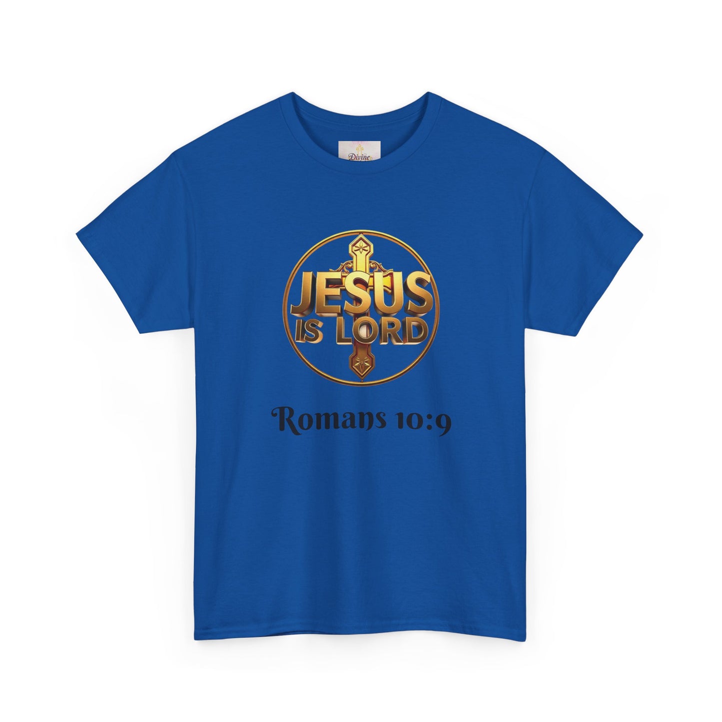 Men’s Romans 10:9 Christian T-Shirt – Jesus Is Lord & He Is Risen (Dark Lettering)