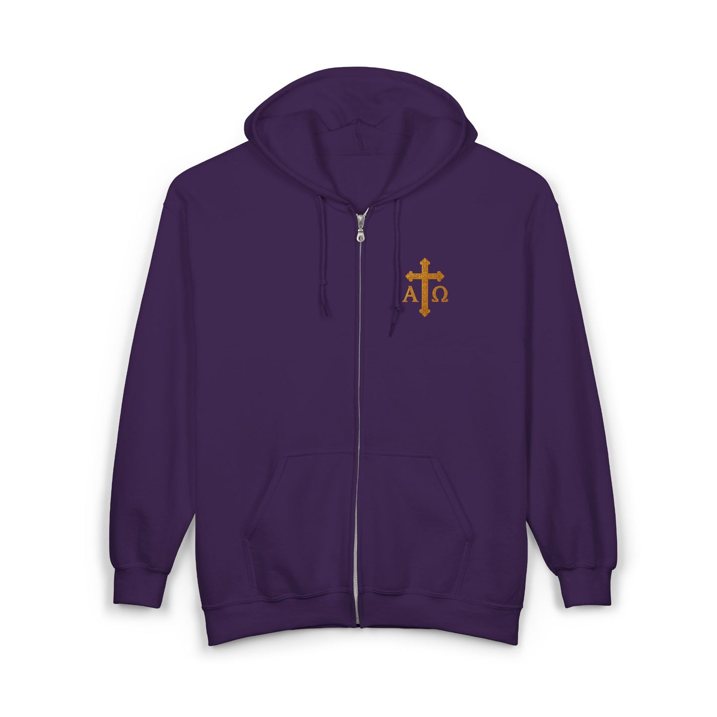 Men’s Alpha & Omega Zip-Up Hoodie – Spiritual Strength & Comfort