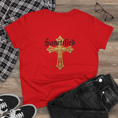 Sanctified Women's Gothic Cross T-Shirt – Faith in Bold Style
