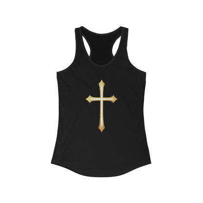 Women’s Gold Cross Racerback Tank – Christian Faith Apparel