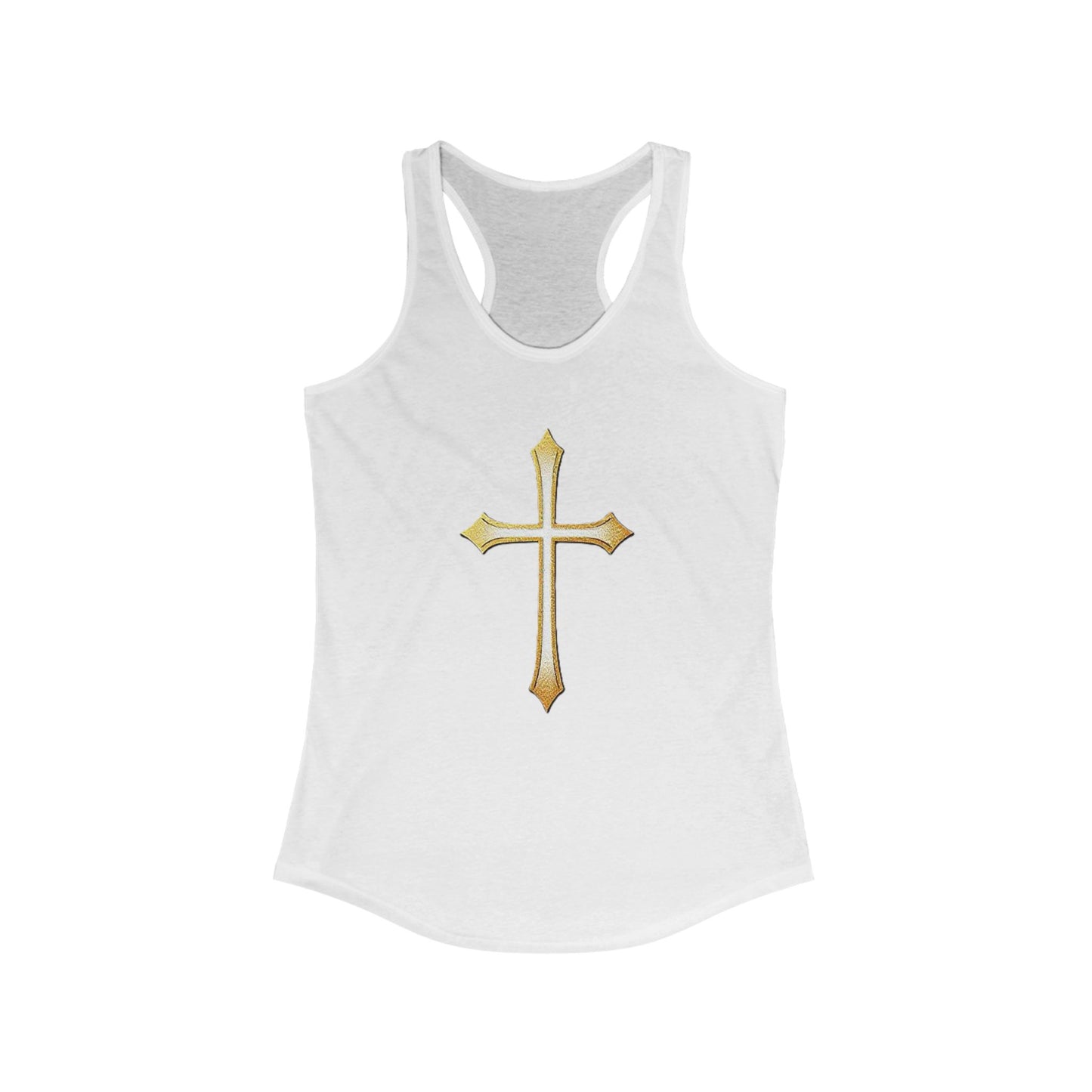 Women’s Gold Cross Racerback Tank – Christian Faith Apparel