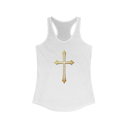 Women’s Gold Cross Racerback Tank – Christian Faith Apparel