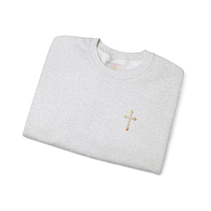 Men’s Elegance w/ Gold Cross Sweatshirt – Subtle Christian Faith Apparel