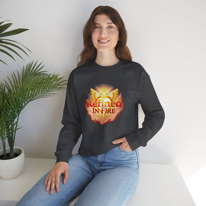 Women’s “Refined in Fire” Christian Sweatshirt – Bold Flame Design Pullover