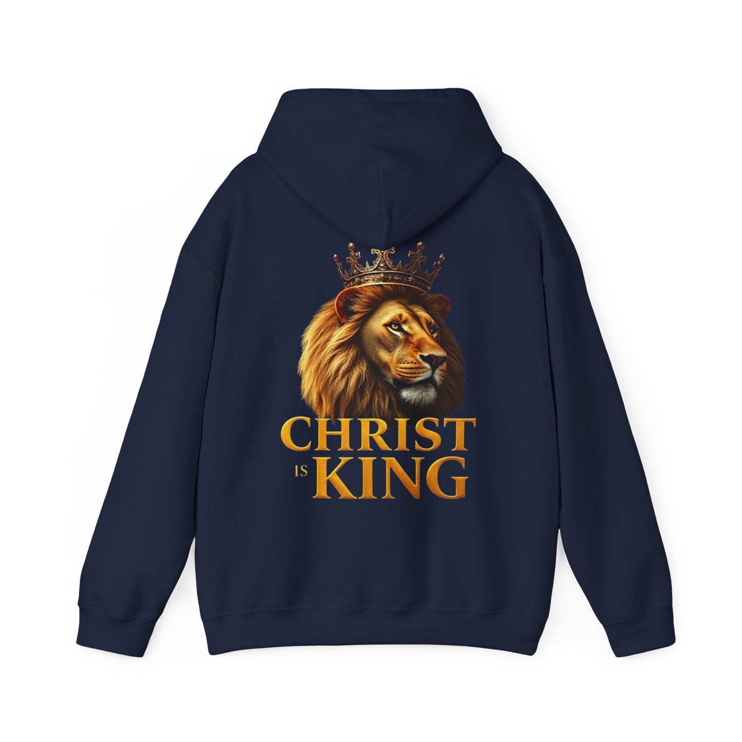 Alpha & Omega Power – Men’s Hoodie with Crowned Lion and Gold Cross