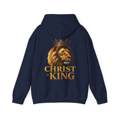 Alpha & Omega Power – Men’s Hoodie with Crowned Lion and Gold Cross