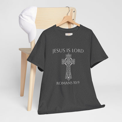 Women's Jesus is Lord Christian T-Shirt – Modern Cross Design (White Lettering)
