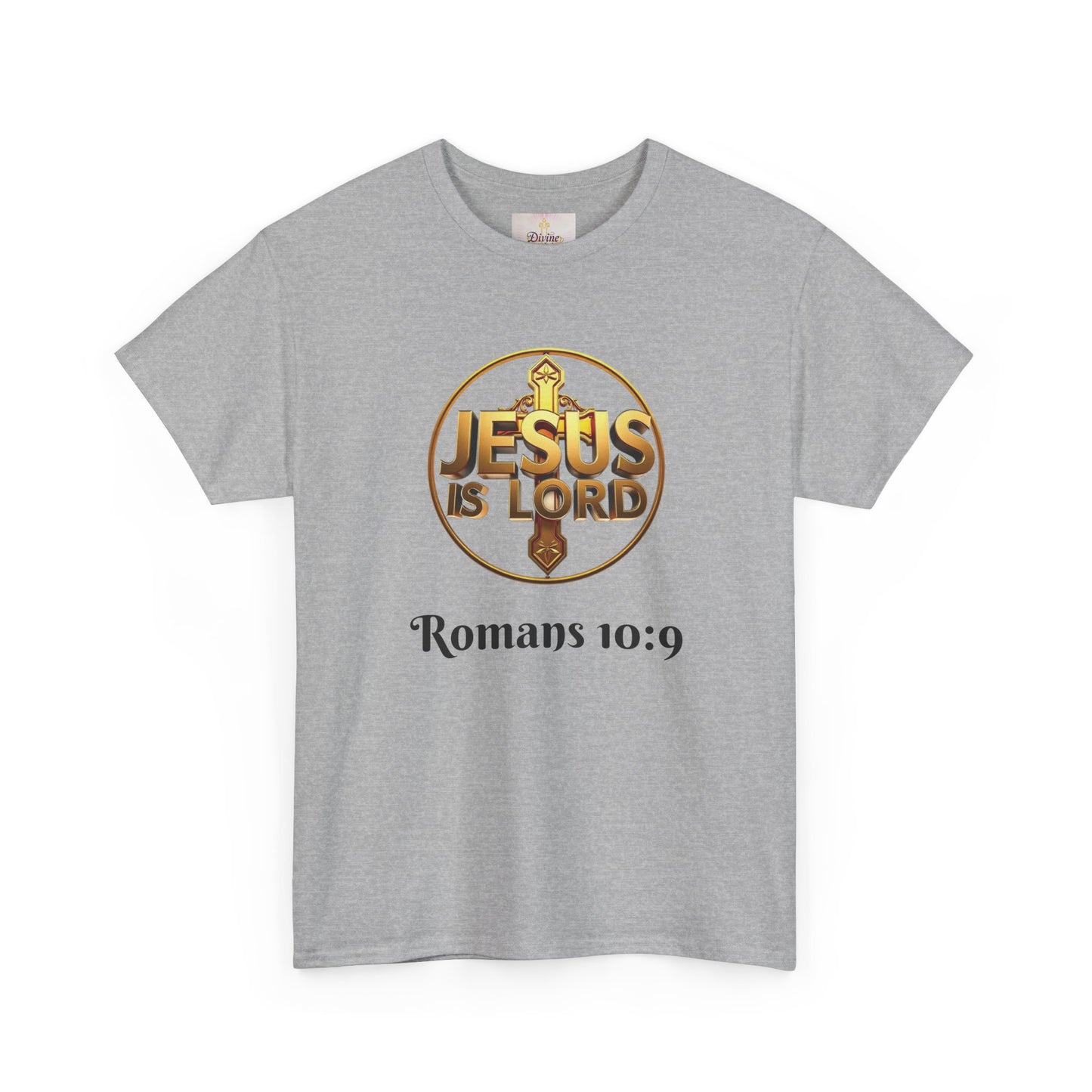 Men’s Romans 10:9 Christian T-Shirt – Jesus Is Lord & He Is Risen (Dark Lettering)