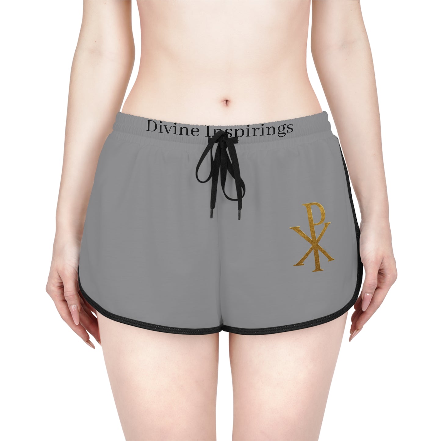 Radiant Faith Women's Shorts in Grey with Chi Rho Design