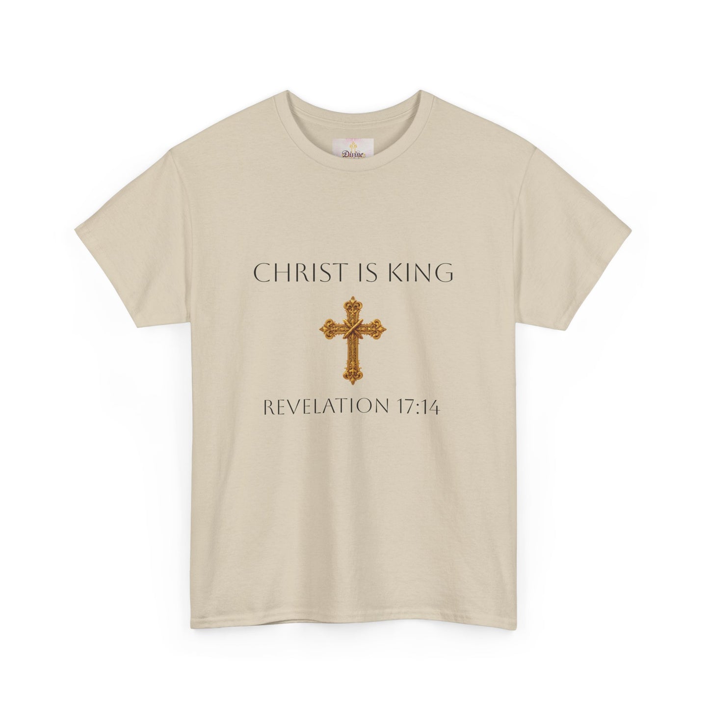 Victory of the Lamb Men’s Christian Tee – Christ is King (Revelation 17:14) (Dark Lettering)