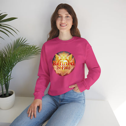 Women’s “Refined in Fire” Christian Sweatshirt – Bold Flame Design Pullover