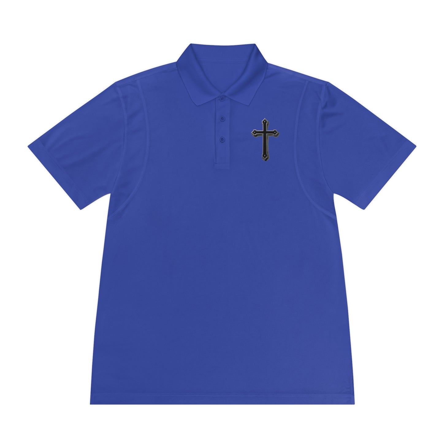 Men’s Black Cross Polo Shirt – Classic Faith-Inspired Style