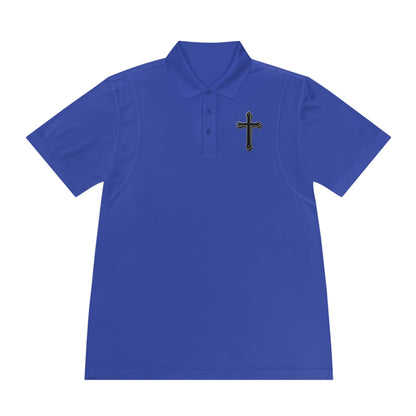 Men’s Black Cross Polo Shirt – Classic Faith-Inspired Style