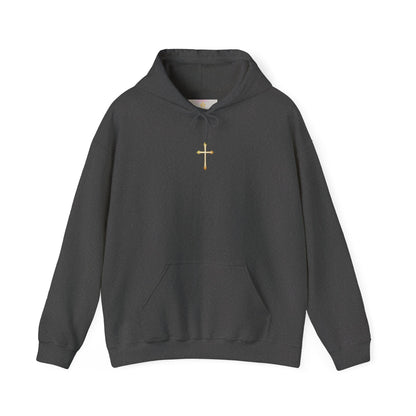 Women’s Gold Cross Hoodie – Christian Faith Hoodie with Front & Back Design