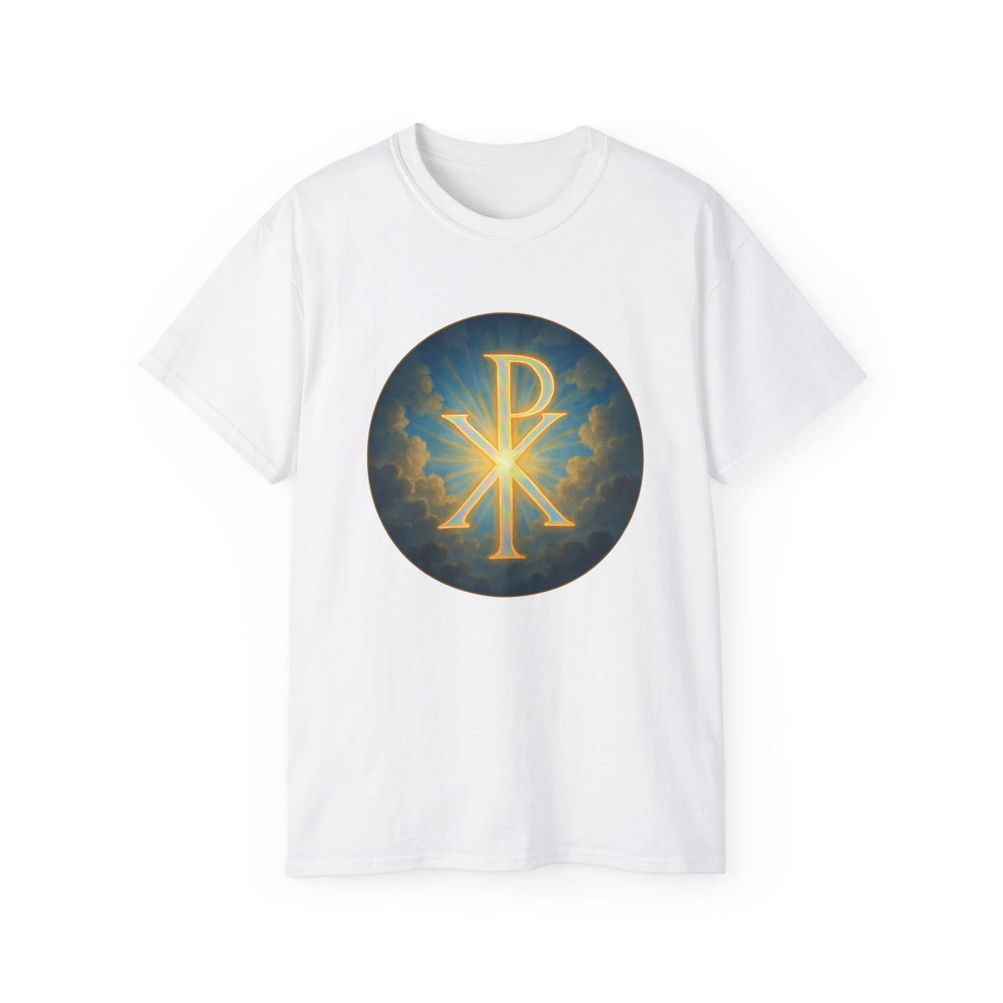 Men’s Christian T-Shirt with Chi Rho – Historic Symbol of Christ Tee
