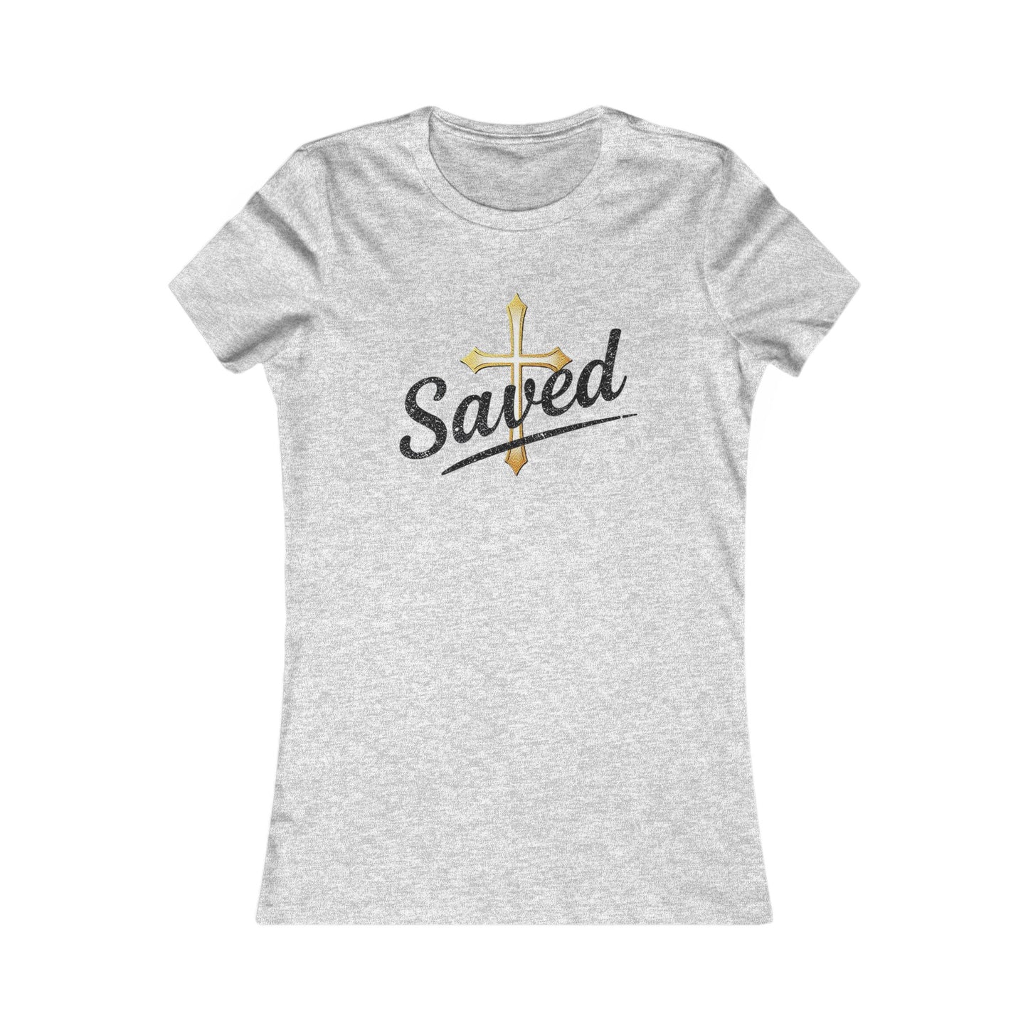 Saved Women’s Favorite Tee – Christian Faith Shirt with Cross Design