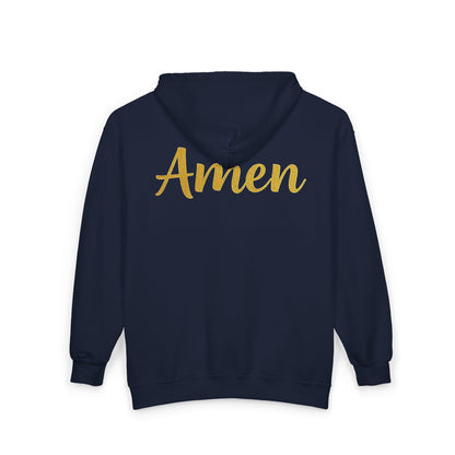 Amen Women’s Zip-Up Hoodie (White Logo)
