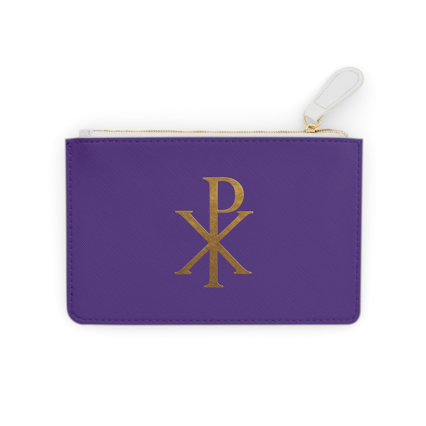 “Divine Seal” | Women’s Mini Clutch in Purple – Gold Chi Rho Elegance