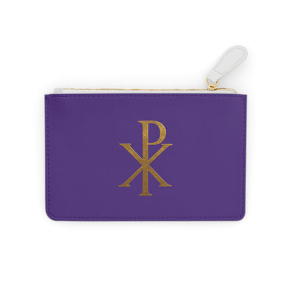 “Divine Seal” | Women’s Mini Clutch in Purple – Gold Chi Rho Elegance