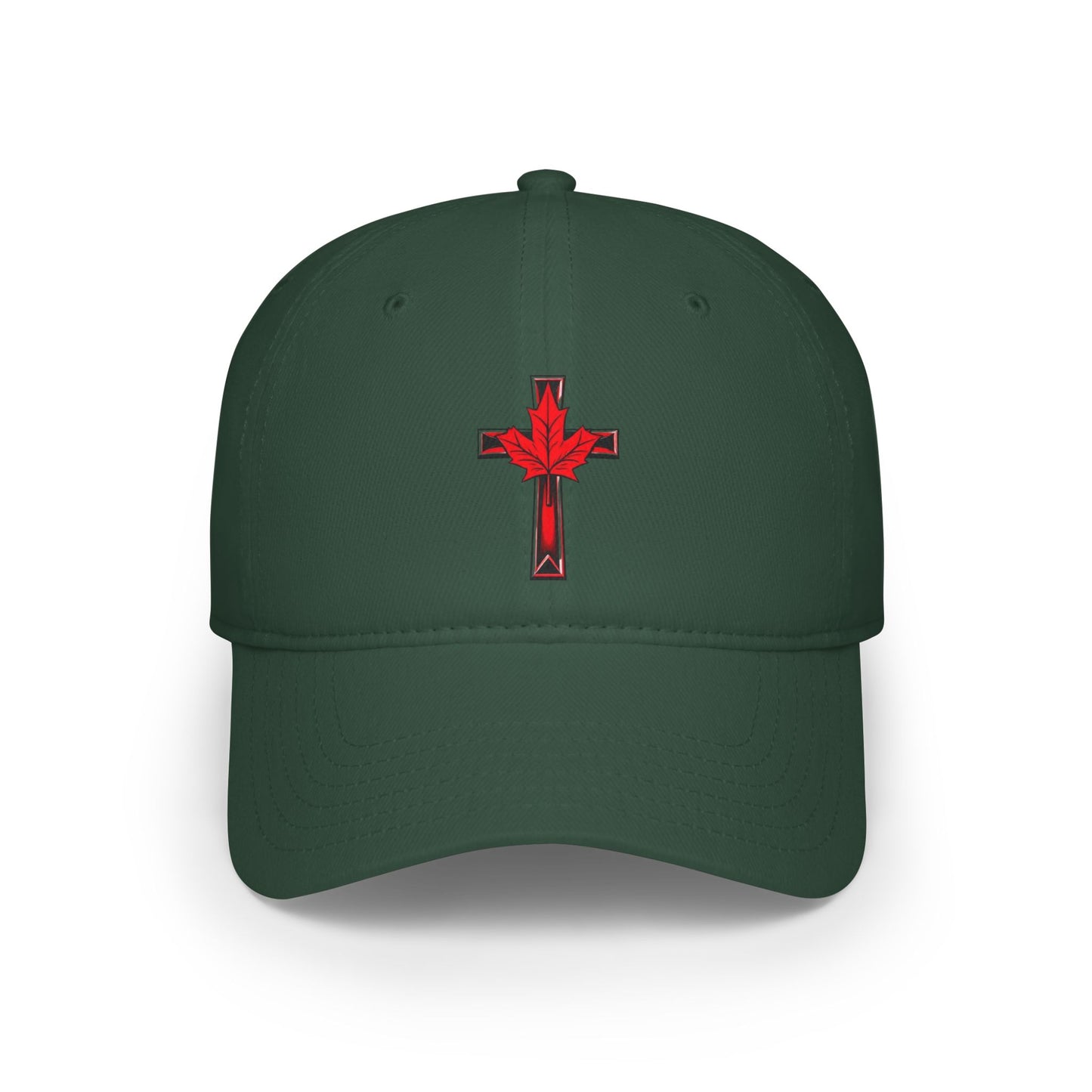 Canadian Cross Low Profile Baseball Cap – Christian Maple Leaf Hat for Faith & Country