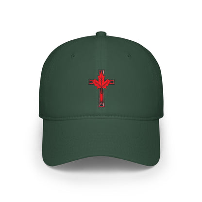 Canadian Cross Low Profile Baseball Cap – Christian Maple Leaf Hat for Faith & Country