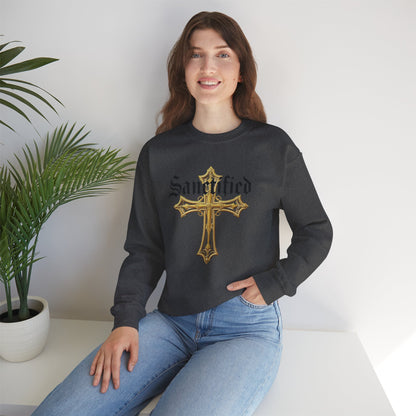 Sanctified Women's Gothic Cross Sweatshirt – Elegant Faith Wear