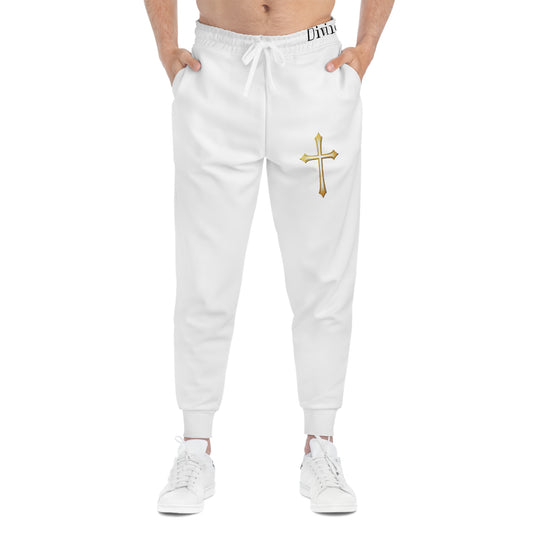 Men’s Modern Gold Cross Jogger Pants – Comfortable Faith-Inspired Style