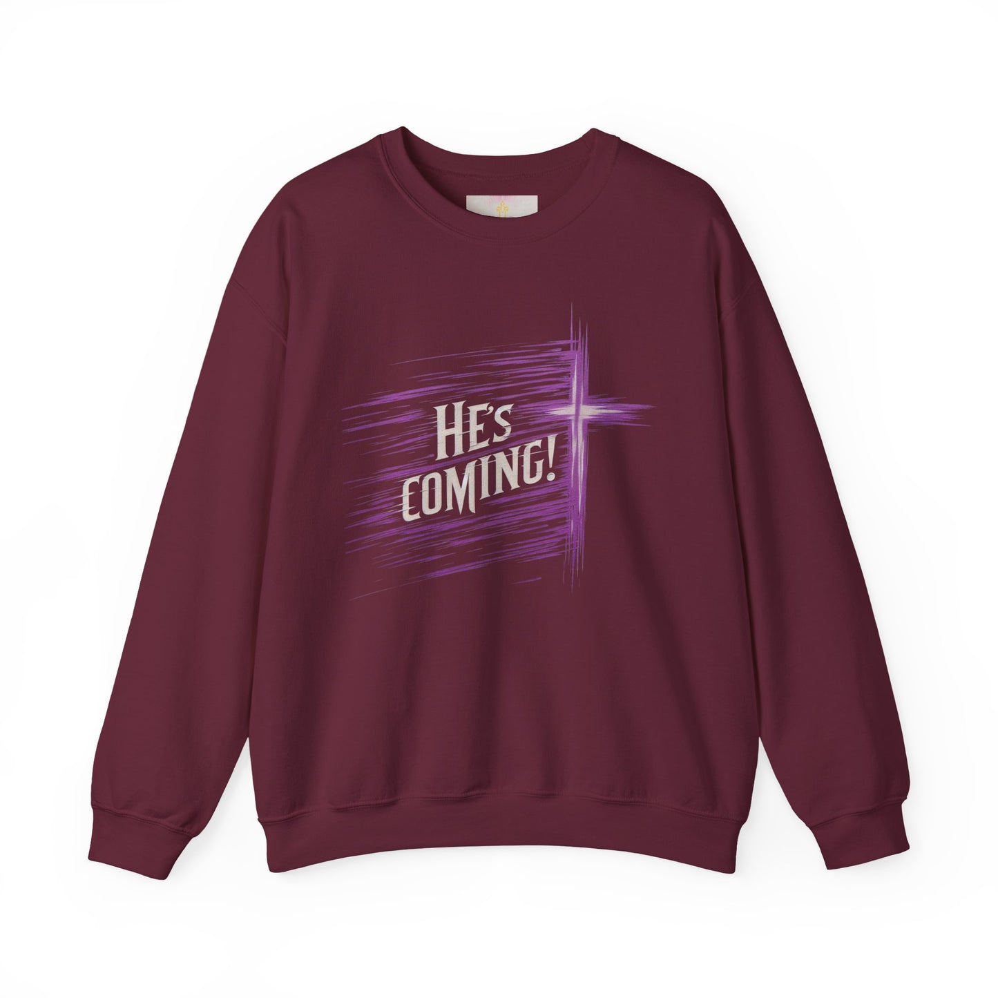 Faithful Watch – Men’s Christian Crewneck Sweater Featuring “He’s Coming”