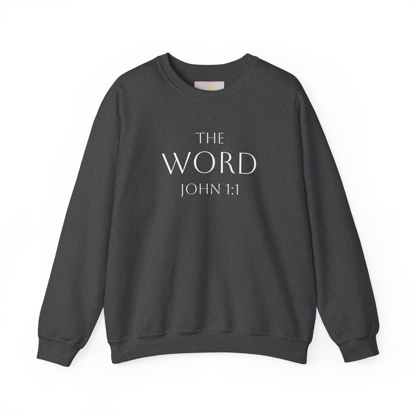 “The Word Eternal” – Women’s Christian Sweatshirt with White Lettering (John 1:1)