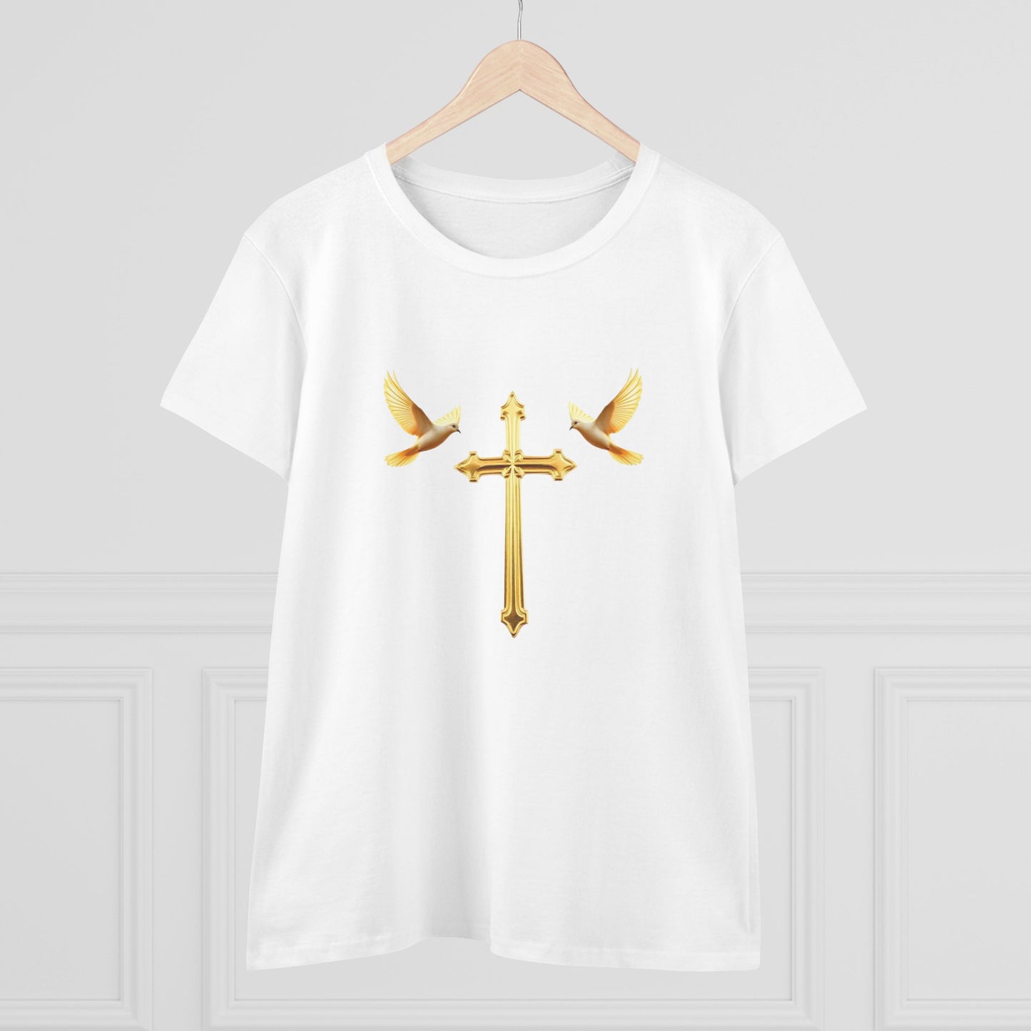 Flight of Grace – Gold Cross & Doves Tee