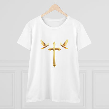 Flight of Grace – Gold Cross & Doves Tee
