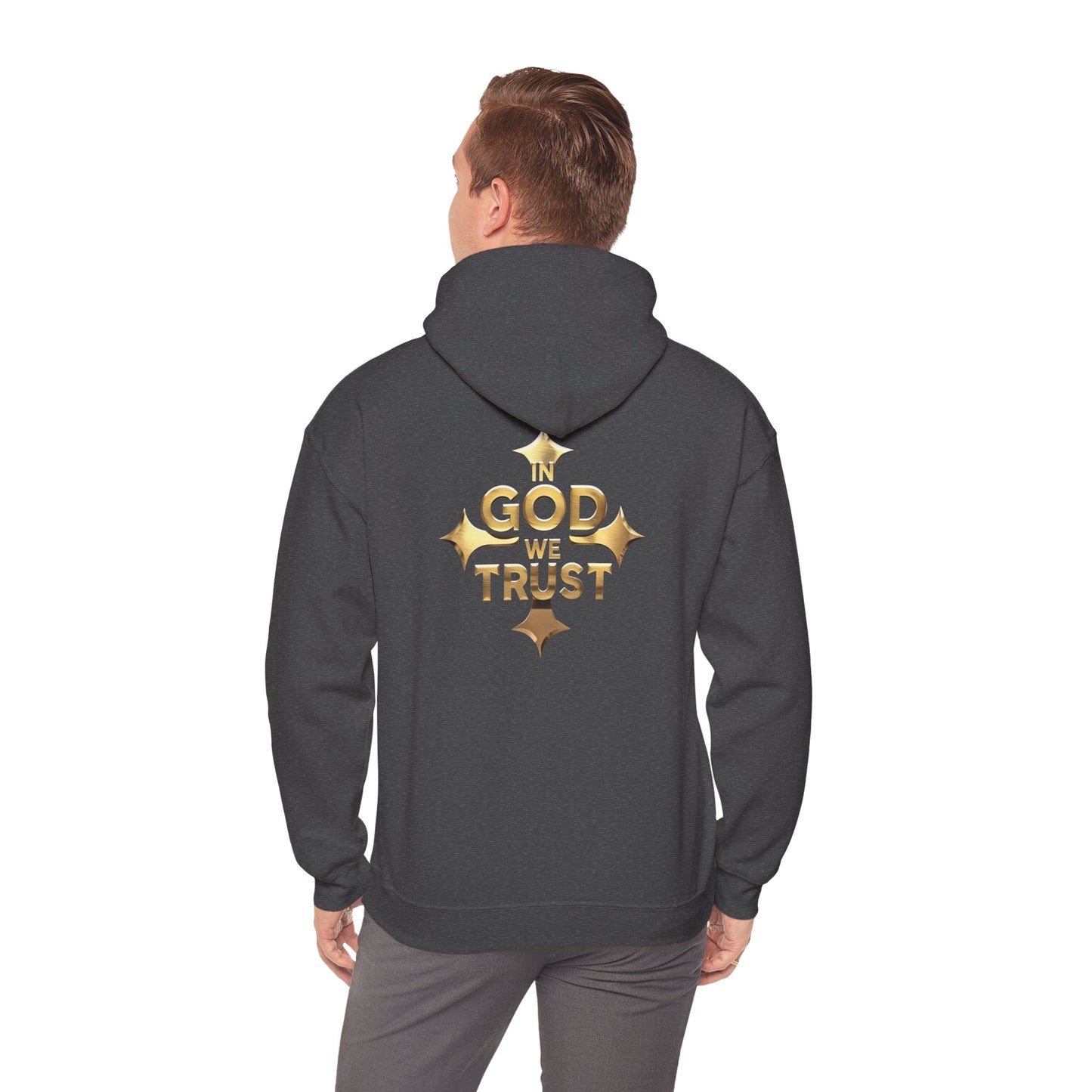 In God We Trust (Gold) - Men's Christian Hoodie with Golden Cross