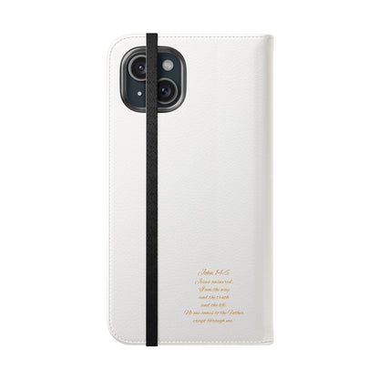 White Chi Rho Folding Case for iPhone – Faith in Every Step