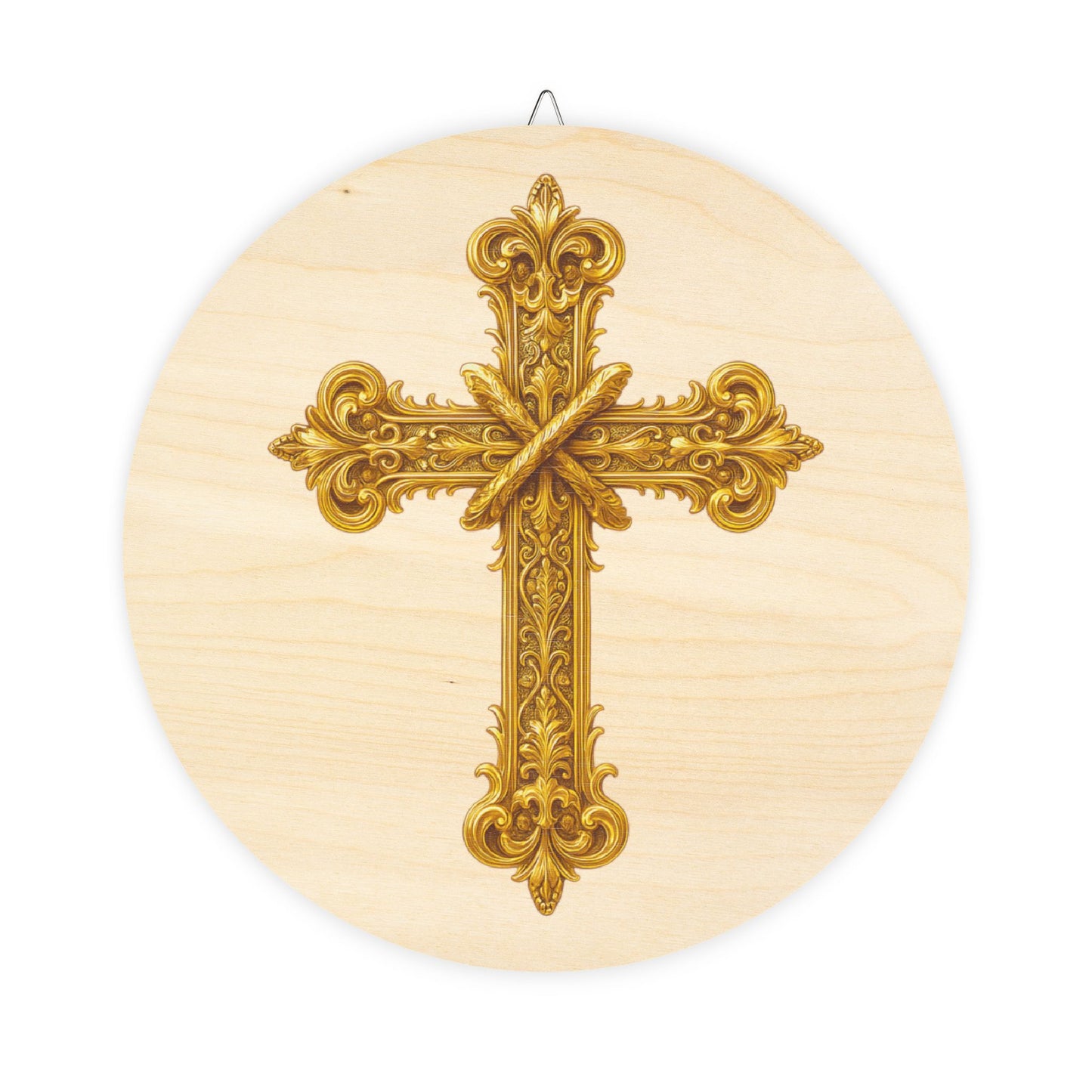 Golden Cross Wall Hanging — Faith-Inspired Wooden Décor
