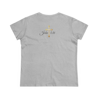 Saved Women’s Tee – Christian Faith Shirt with Cross Design