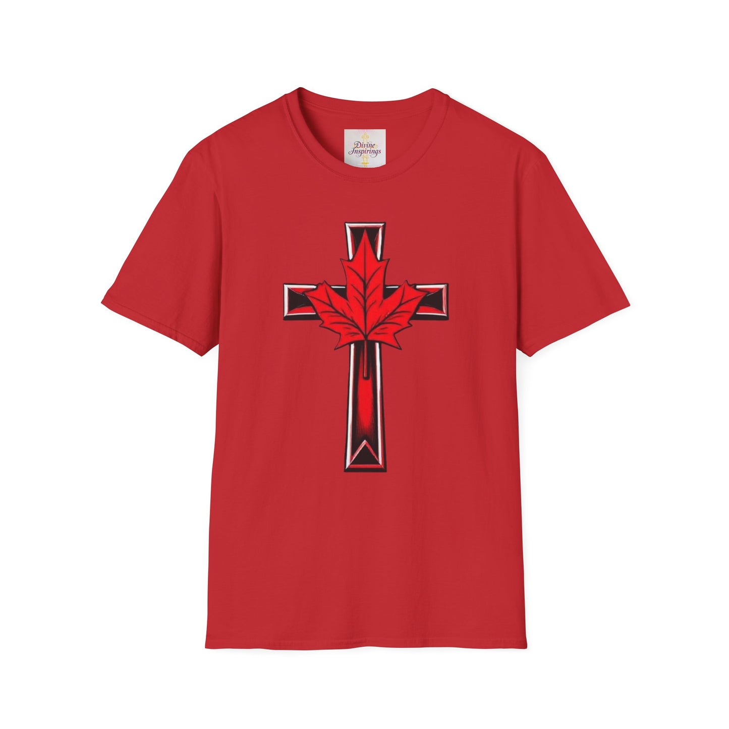 Faith and Freedom – Women’s Christian T-Shirt with Maple Leaf Cross